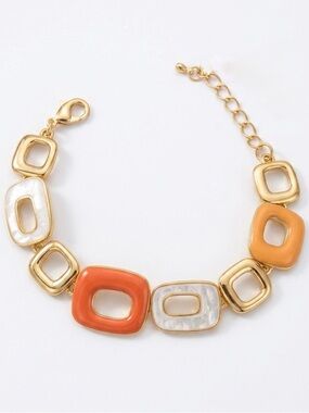 LIMITED EDITION 14k Gold Plated MOP & Enamel Bracelet - Gema Inspired
